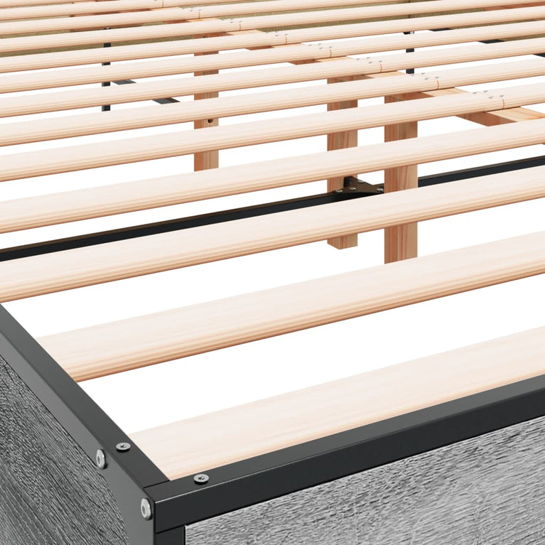 Bedframe bewerkt hout metaal grijs sonoma eiken 120x200 cm