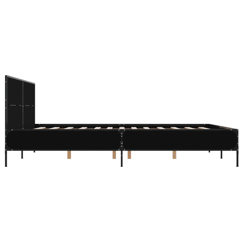 Bedframe bewerkt hout metaal zwart 140x200 cm