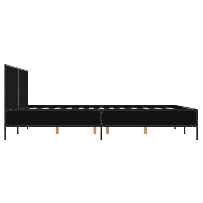 Bedframe bewerkt hout metaal zwart 150x200 cm