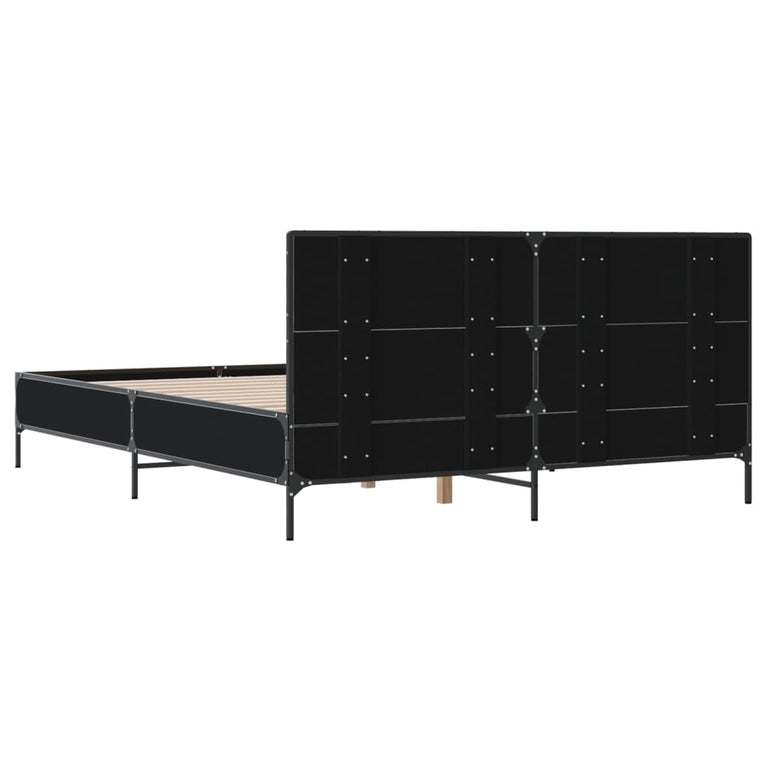 Bedframe bewerkt hout metaal zwart 150x200 cm