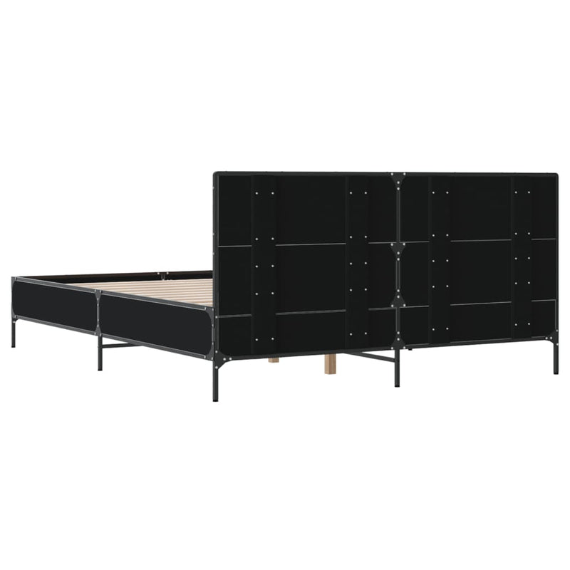 Bedframe bewerkt hout metaal zwart 160x200 cm