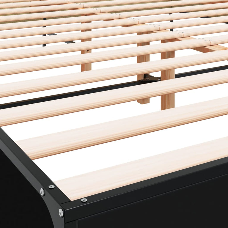 Bedframe bewerkt hout metaal zwart 160x200 cm