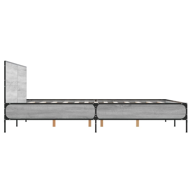 Bedframe bewerkt hout metaal grijs sonoma eiken 160x200 cm