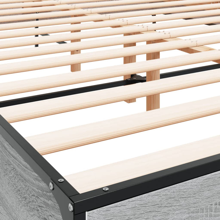 Bedframe bewerkt hout metaal grijs sonoma eiken 160x200 cm