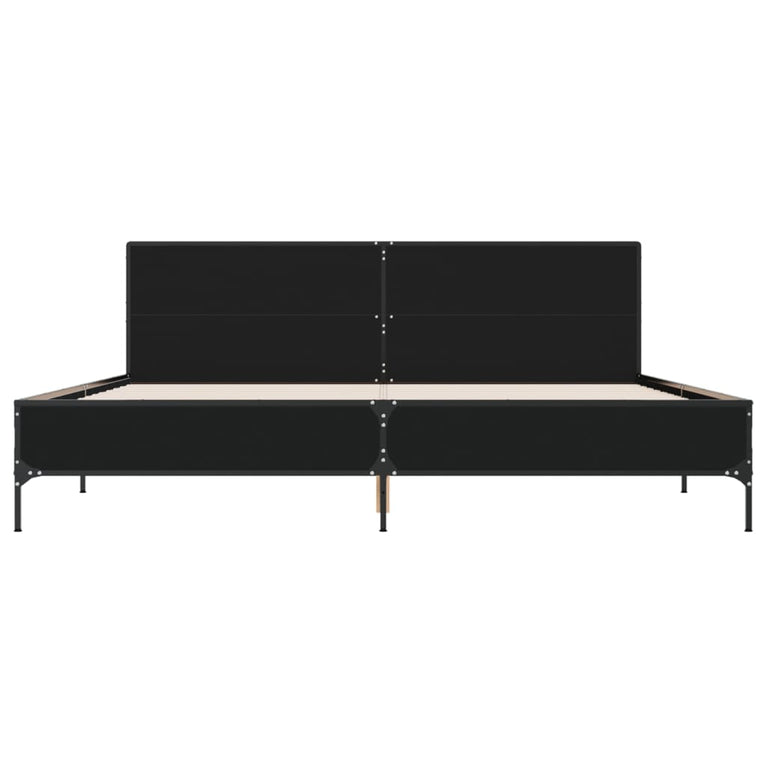 Bedframe bewerkt hout metaal zwart 180x200 cm