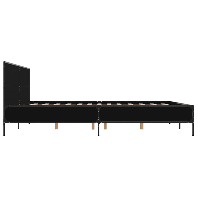 Bedframe bewerkt hout metaal zwart 180x200 cm