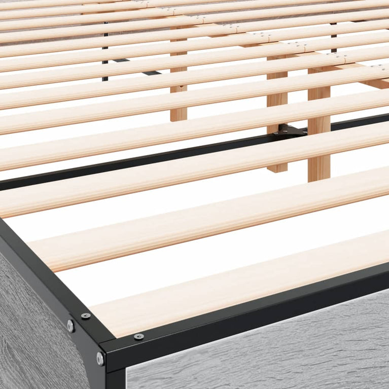 Bedframe bewerkt hout metaal grijs sonoma eiken 180x200 cm