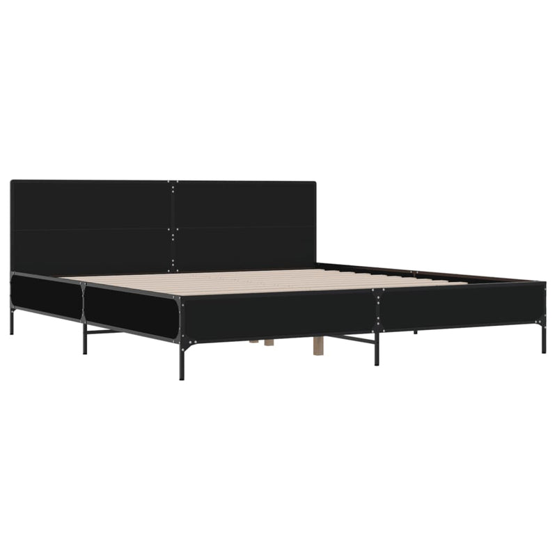 Bedframe bewerkt hout metaal zwart 200x200 cm