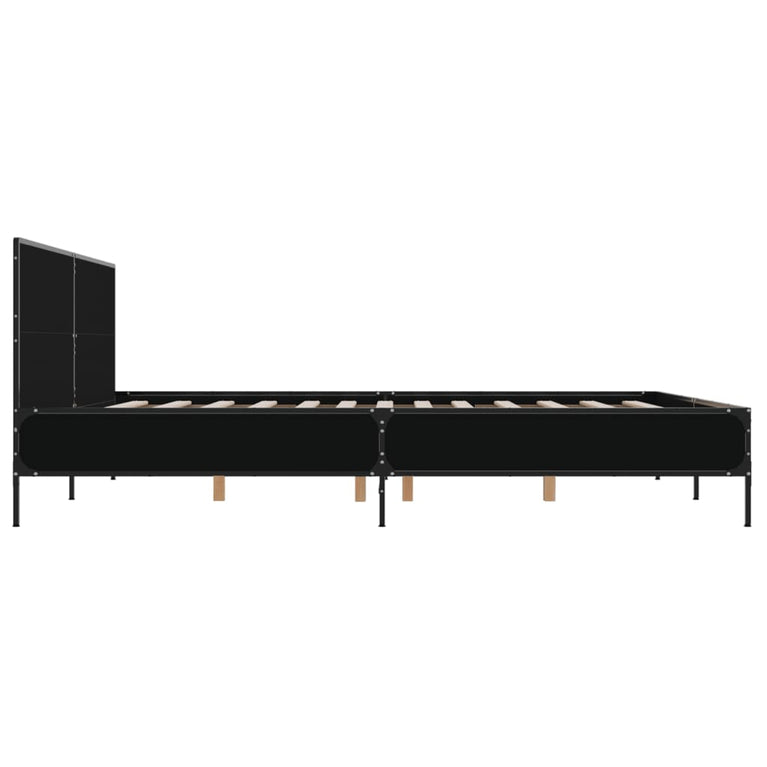 Bedframe bewerkt hout metaal zwart 200x200 cm
