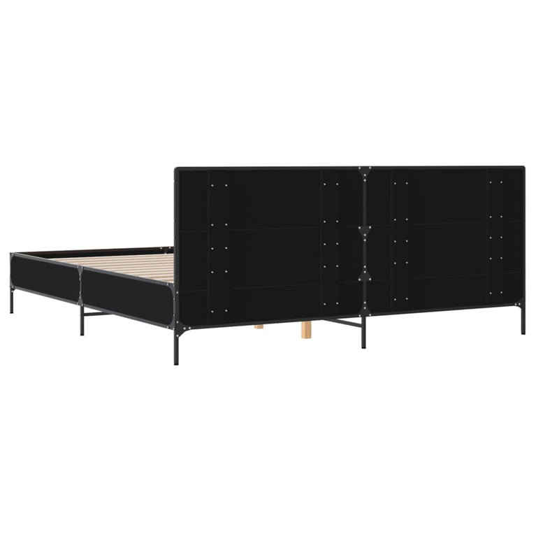 Bedframe bewerkt hout metaal zwart 200x200 cm