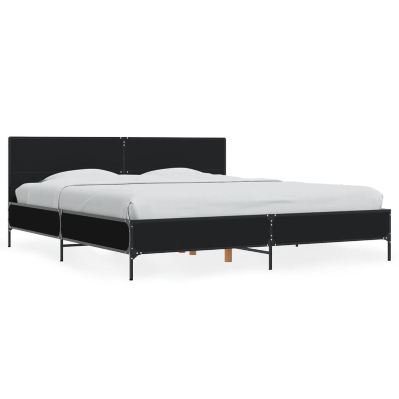 Bedframe bewerkt hout metaal zwart 200x200 cm