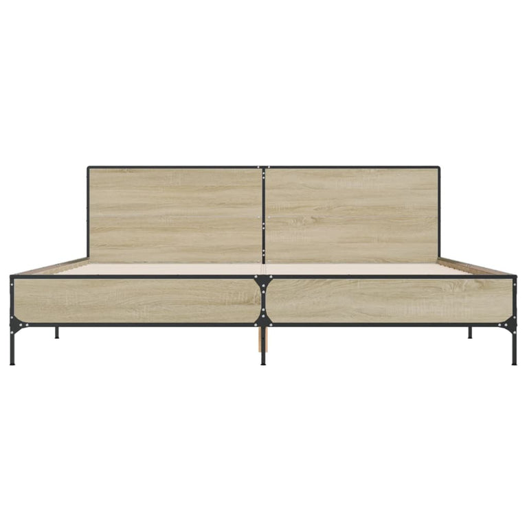 Bedframe bewerkt hout metaal sonoma eikenkleurig 200x200 cm