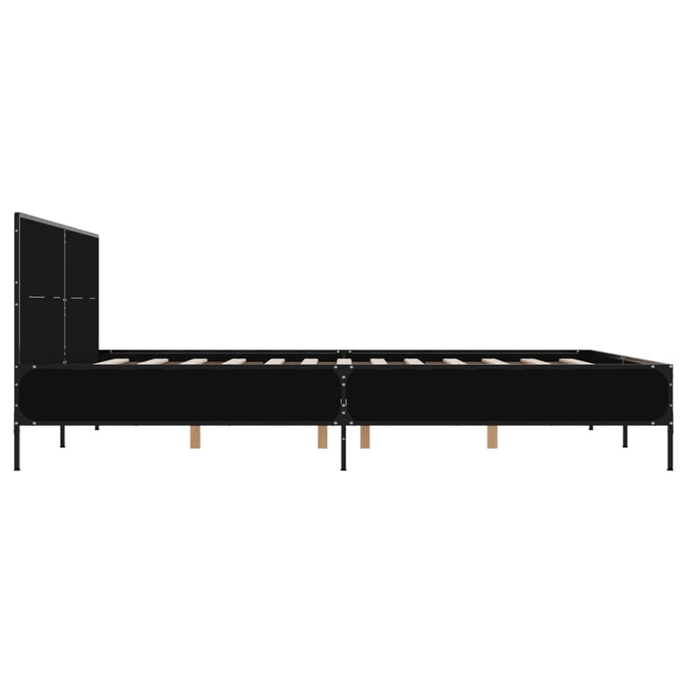 Bedframe bewerkt hout metaal zwart 120x190 cm