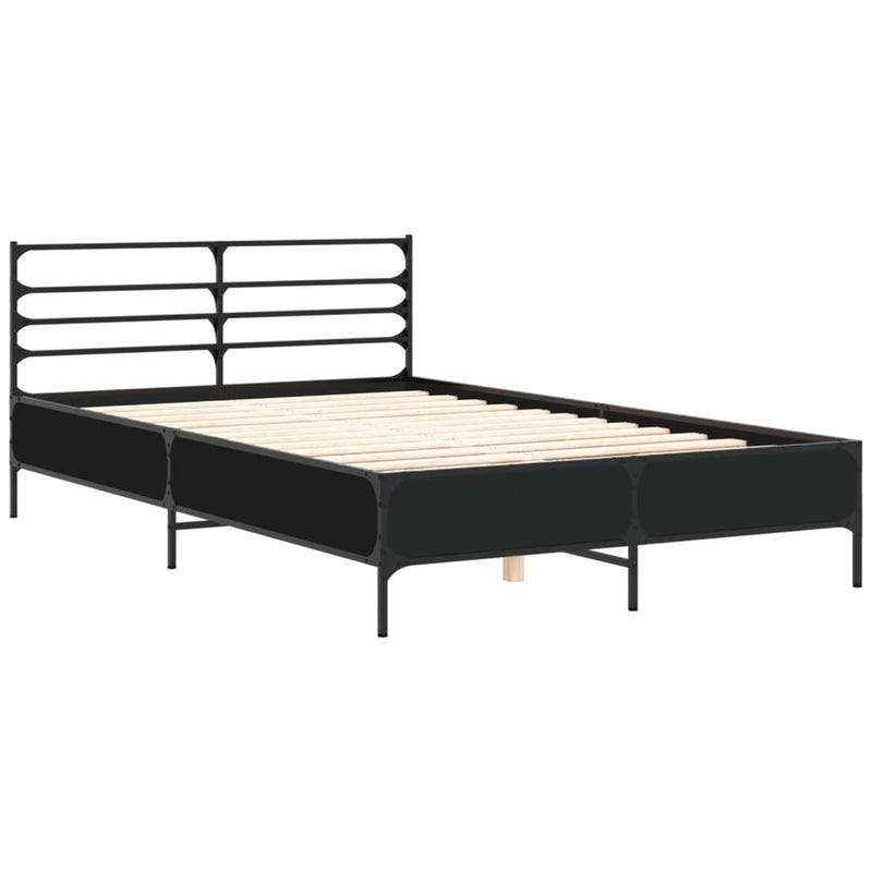 Bedframe bewerkt hout metaal zwart 120x200 cm