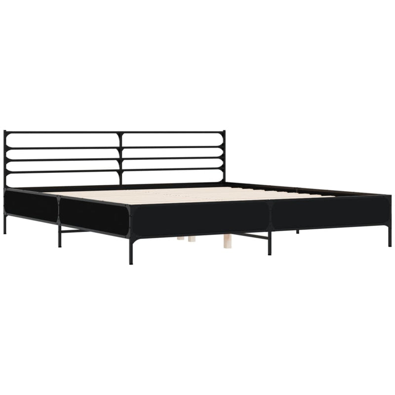 Bedframe bewerkt hout metaal zwart 180x200 cm
