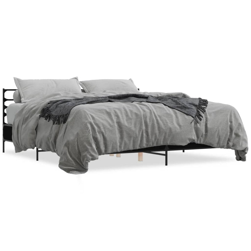 Bedframe bewerkt hout metaal zwart 180x200 cm