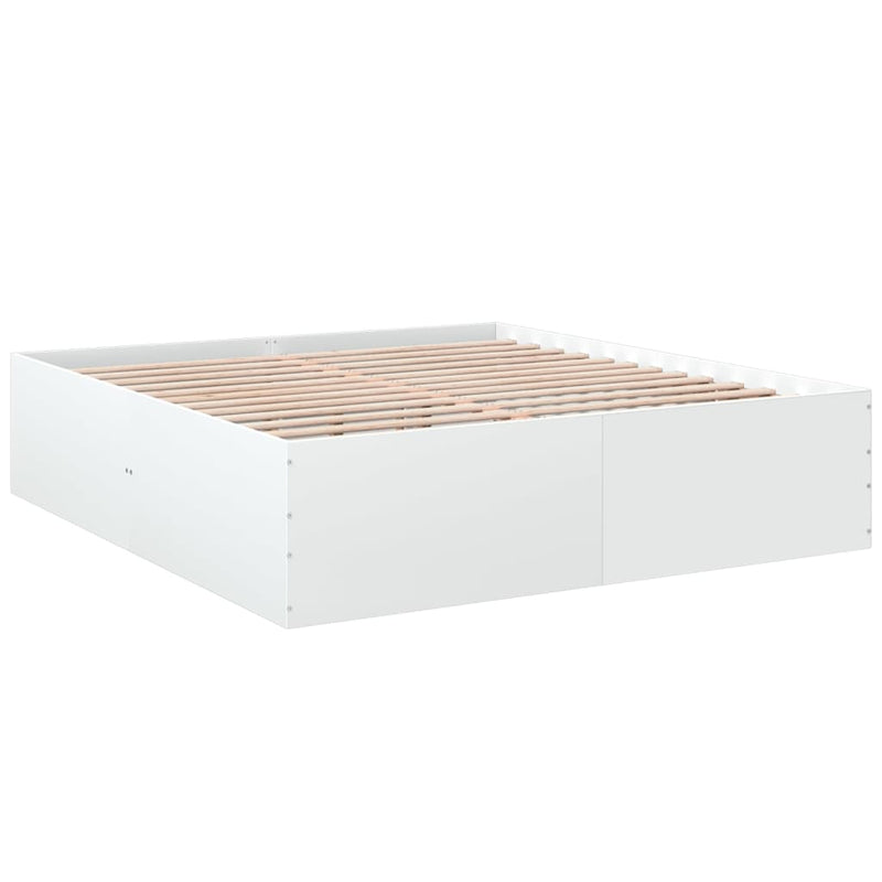 Bedframe massief hout wit 200x200 cm
