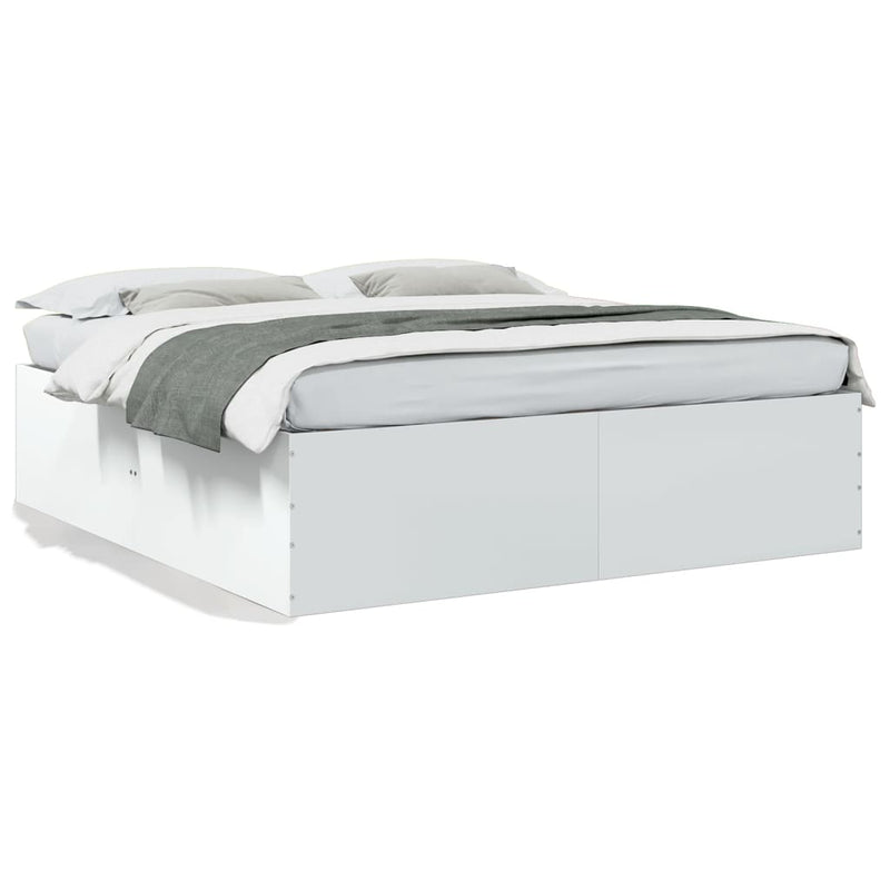 Bedframe massief hout wit 200x200 cm