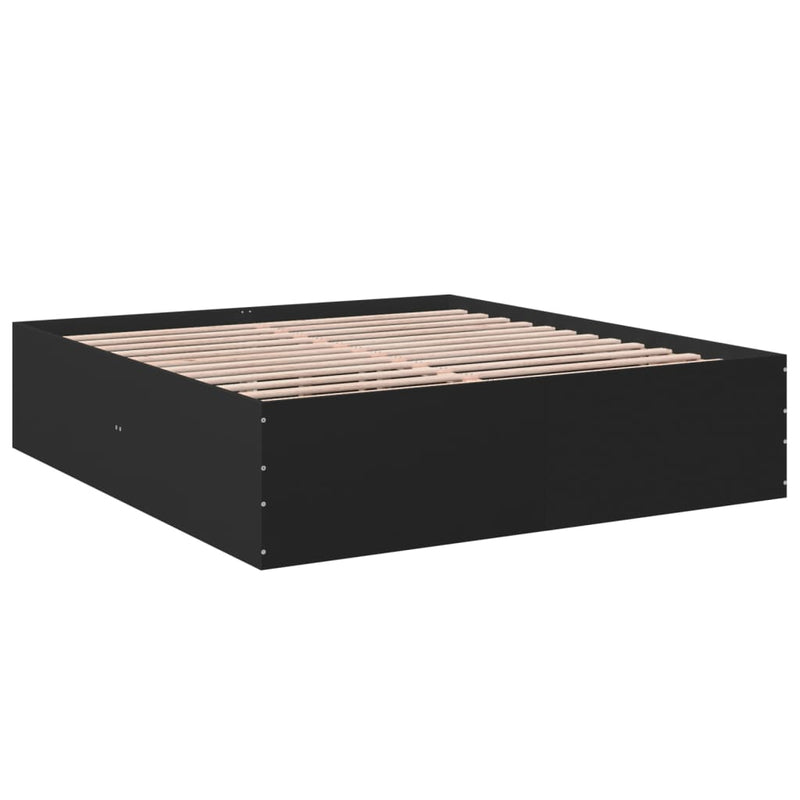 Bedframe massief hout zwart 200x200 cm