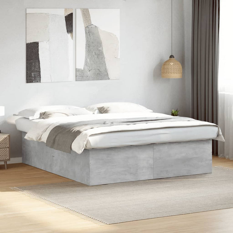 Bedframe bewerkt hout betongrijs 200x200 cm