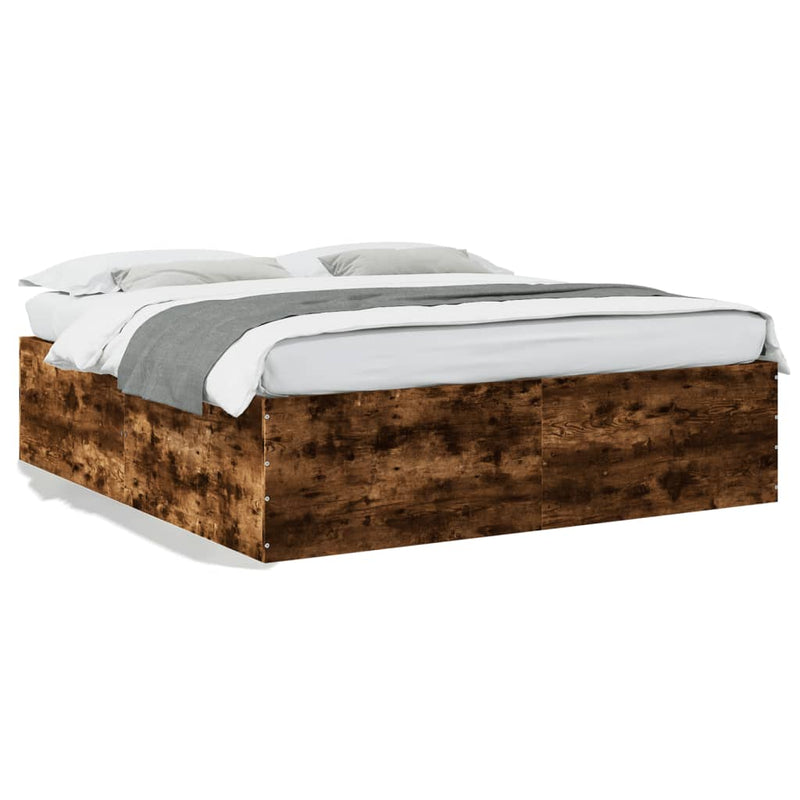 Bedframe bewerkt hout gerookt eikenkleurig 200x200 cm
