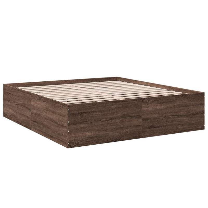 Bedframe bewerkt hout bruin eikenkleur 200x200 cm