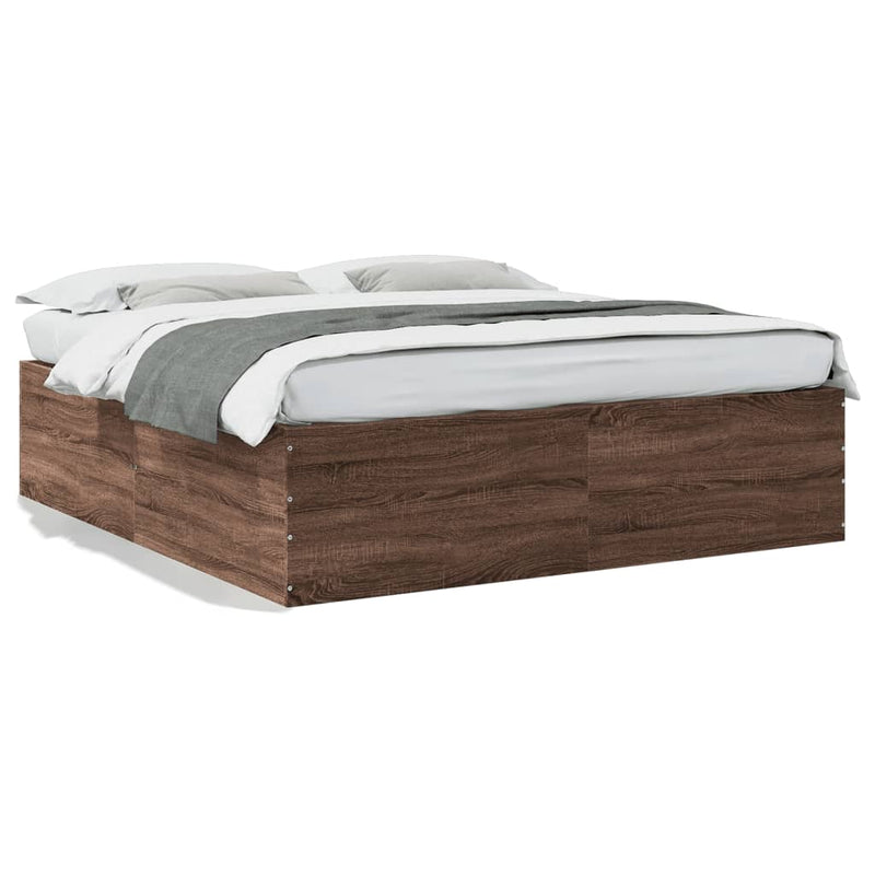 Bedframe bewerkt hout bruin eikenkleur 200x200 cm