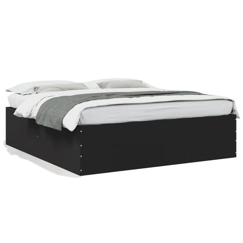Bedframe bewerkt hout zwart 180x200 cm