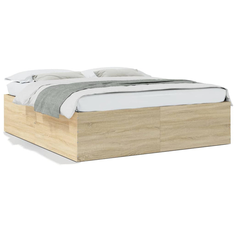 Bedframe bewerkt hout sonoma eikenkleurig 180x200 cm
