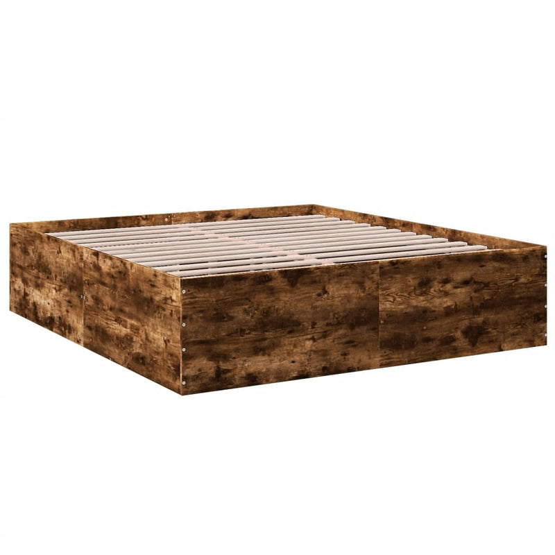 Bedframe bewerkt hout gerookt eikenkleurig 180x200 cm