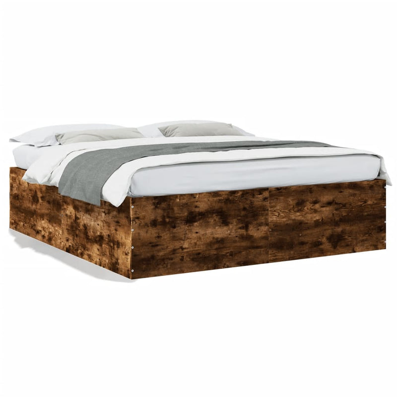Bedframe bewerkt hout gerookt eikenkleurig 180x200 cm