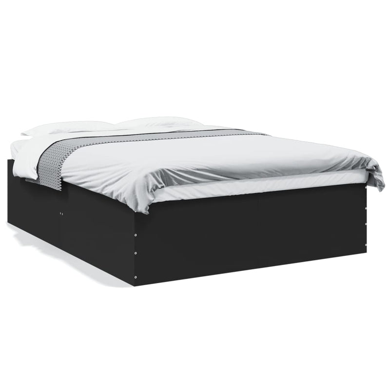 Bedframe bewerkt hout zwart 150x200 cm