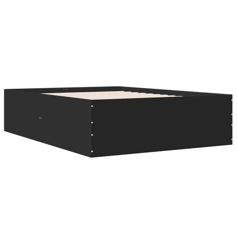 Bedframe bewerkt hout zwart 140x200 cm