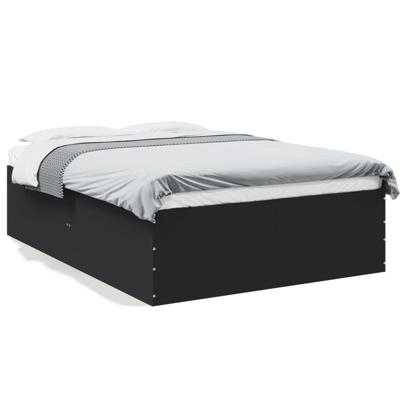 Bedframe bewerkt hout zwart 140x200 cm