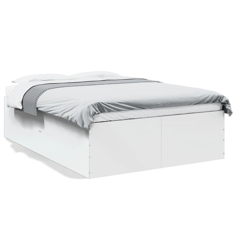 Bedframe LED massief hout wit 120x200 cm