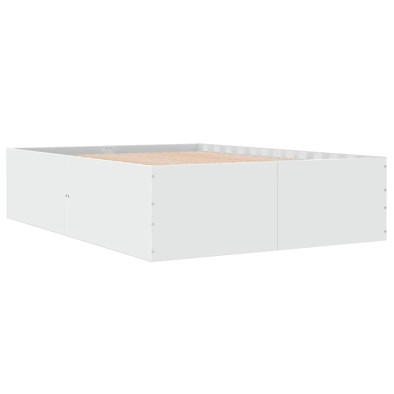 Bedframe LED massief hout wit 140x190 cm