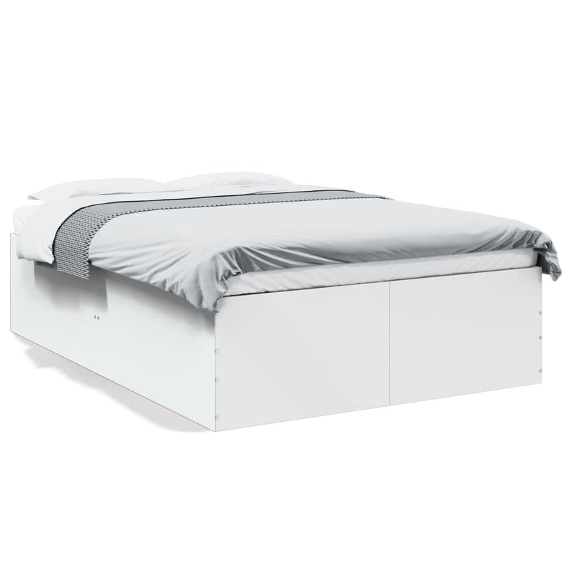 Bedframe LED massief hout wit 140x190 cm