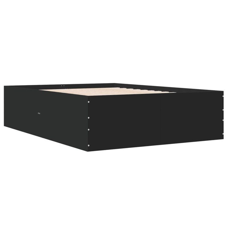 Bedframe LED massief hout zwart 140x190 cm