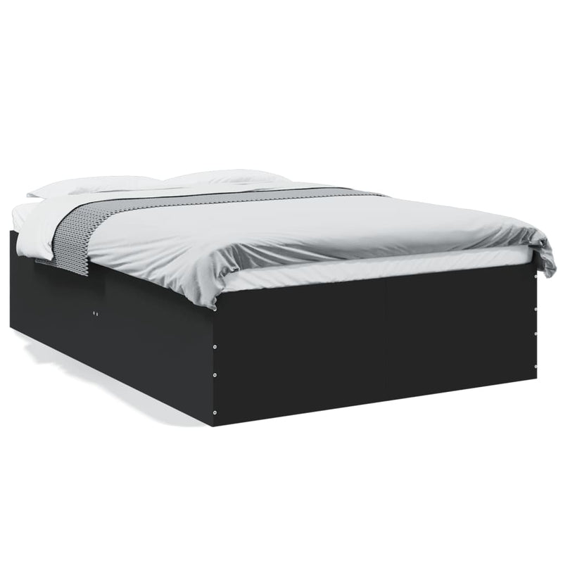 Bedframe LED massief hout zwart 140x190 cm