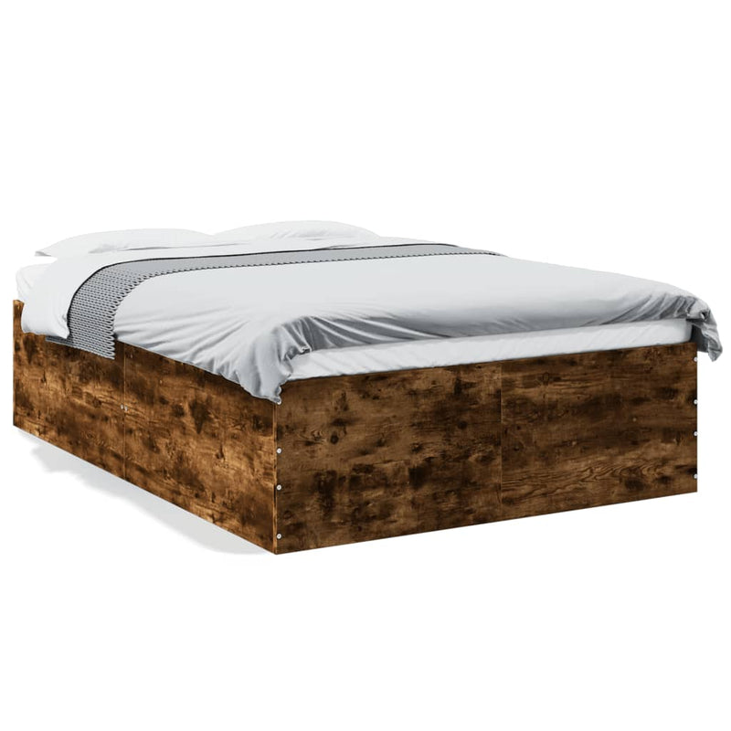 Bedframe bewerkt hout gerookt eikenkleurig 140x190 cm