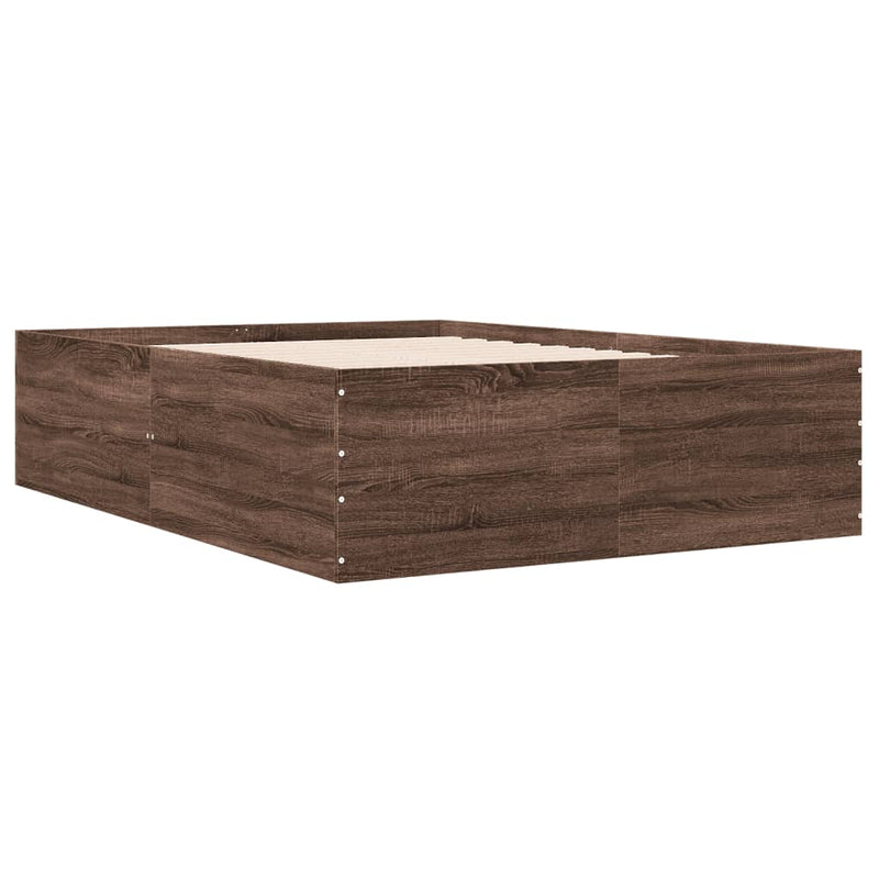 Bedframe bewerkt hout bruin eikenkleur 140x190 cm