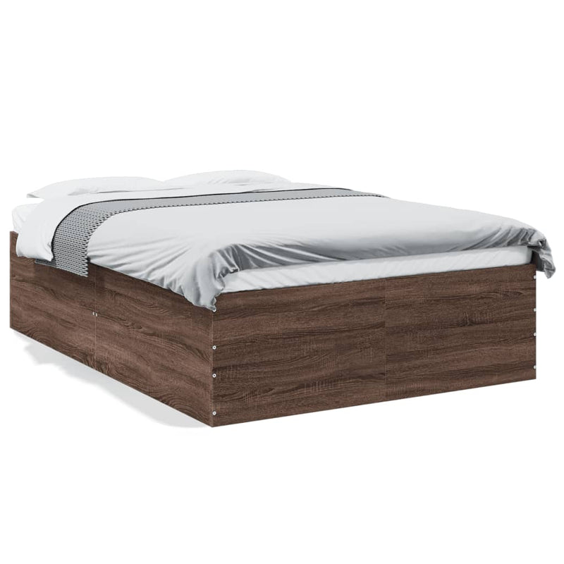 Bedframe bewerkt hout bruin eikenkleur 140x190 cm