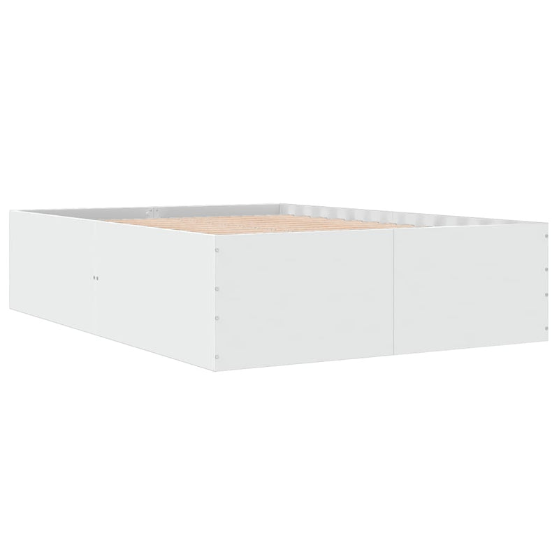Bedframe bewerkt hout wit 135x190 cm