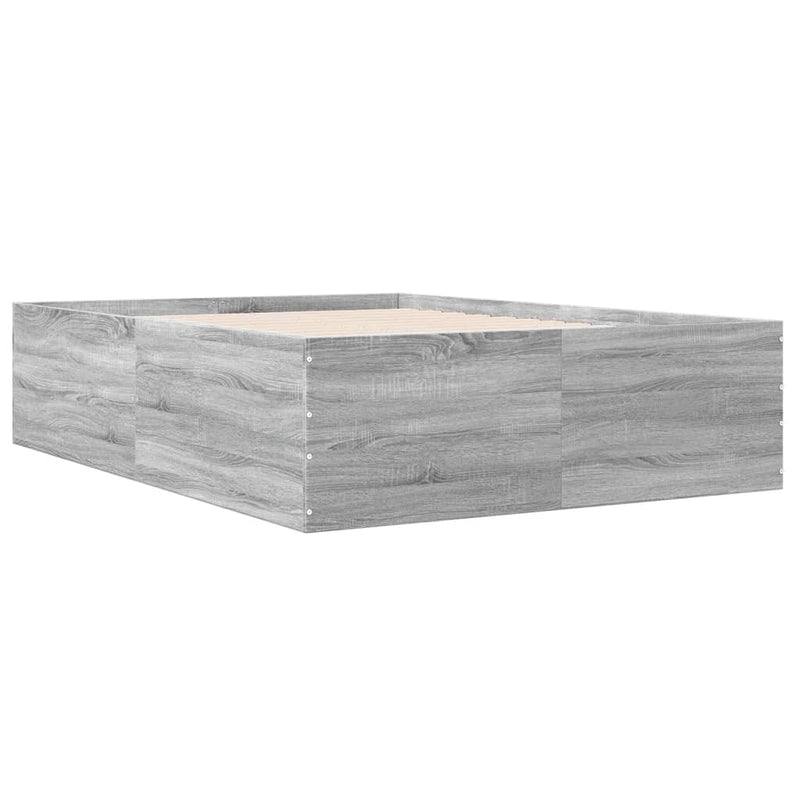 Bedframe bewerkt hout grijs sonoma eikenkleurig 135x190 cm