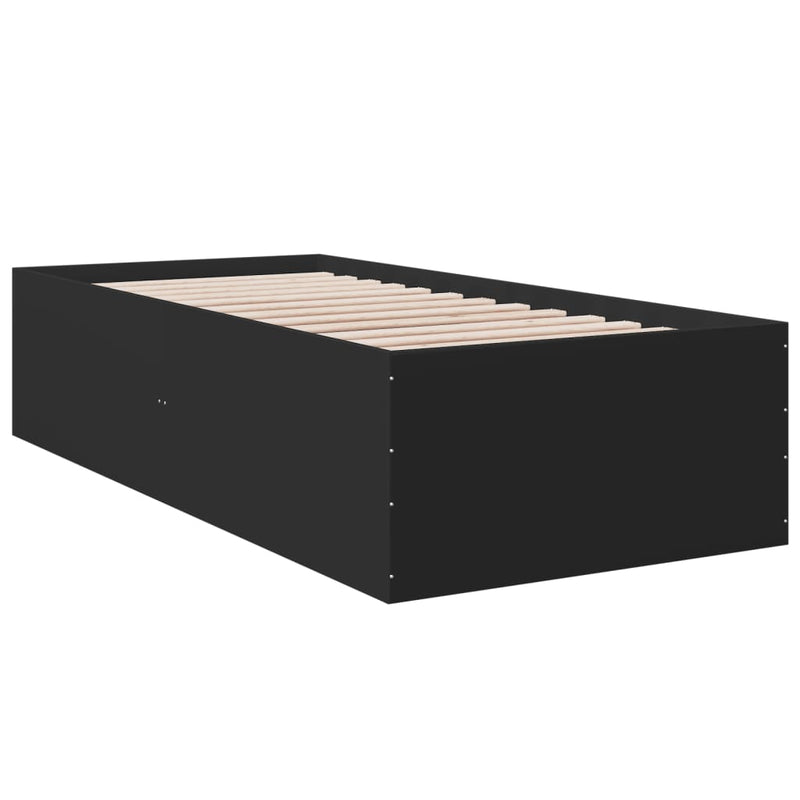 Bedframe bewerkt hout zwart 90x200 cm