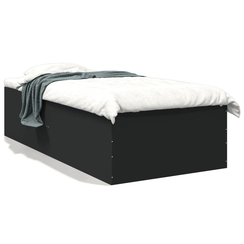 Bedframe bewerkt hout zwart 90x200 cm