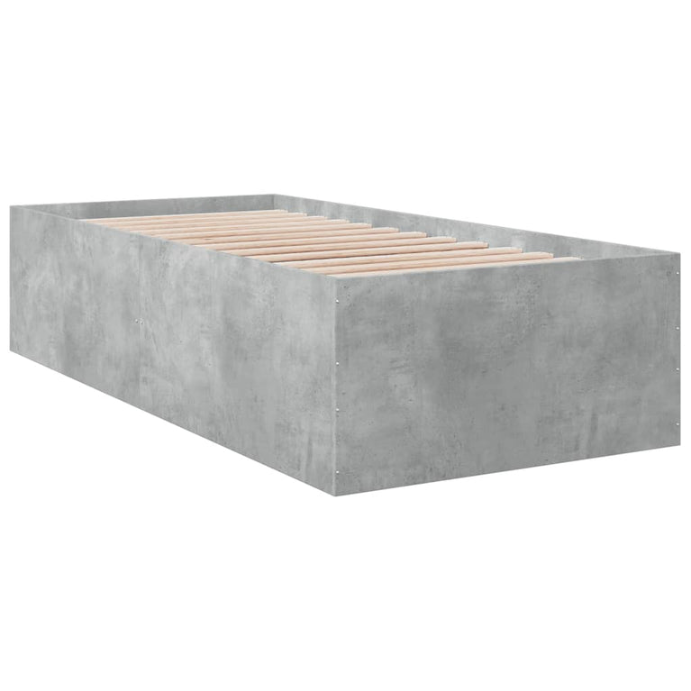 Bedframe bewerkt hout betongrijs 90x200 cm