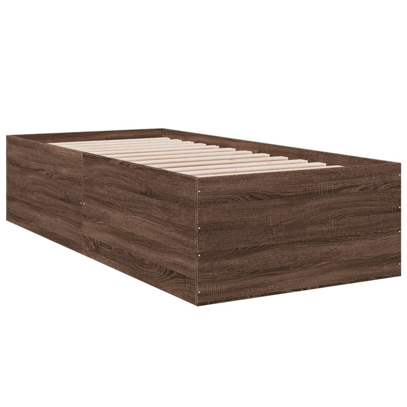 Bedframe bewerkt hout bruin eikenkleur 90x200 cm