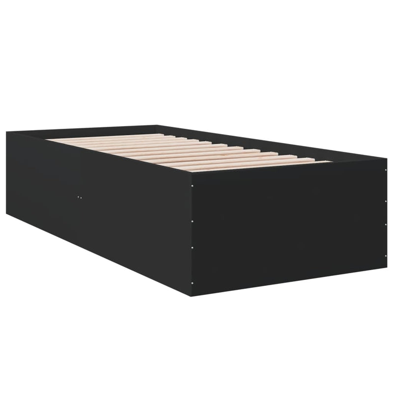 Bedframe bewerkt hout zwart 90x190 cm