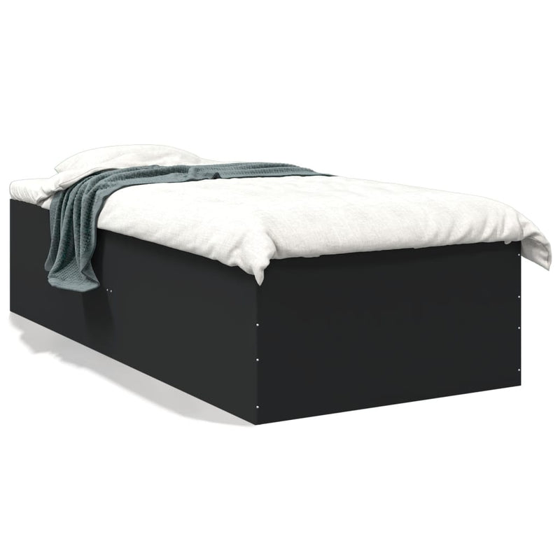Bedframe bewerkt hout zwart 90x190 cm